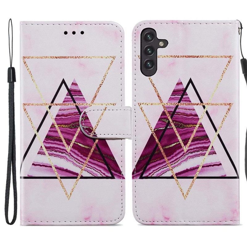 Folio-hoesje voor Samsung Galaxy A13 5G / A04s Klassiek Leereffect Azns