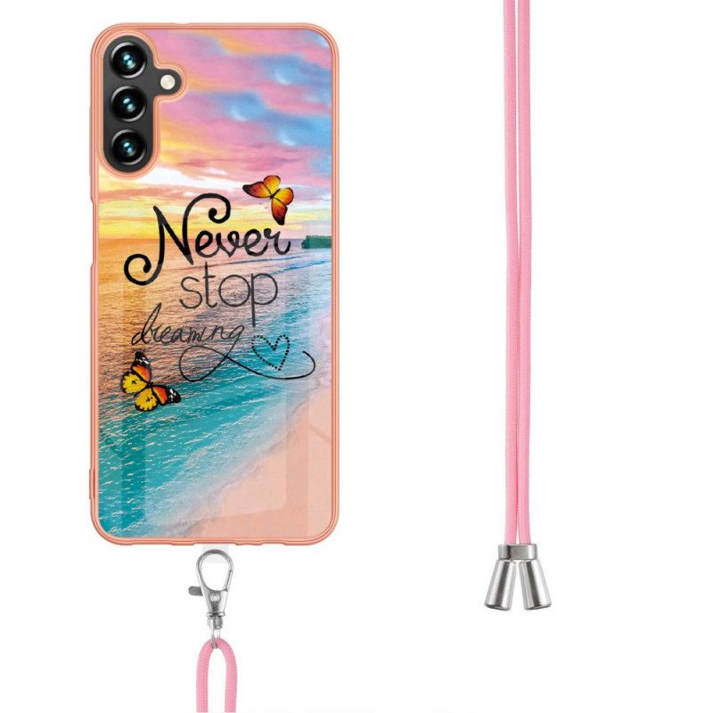 Hoesje voor Samsung Galaxy A13 5G / A04s Met Koord Driehoeken Met Lanyard