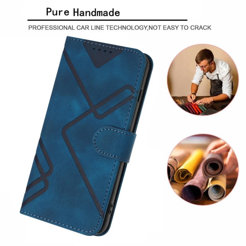 Flip Case Leren Oppo Reno 12 5g Geometrische Band