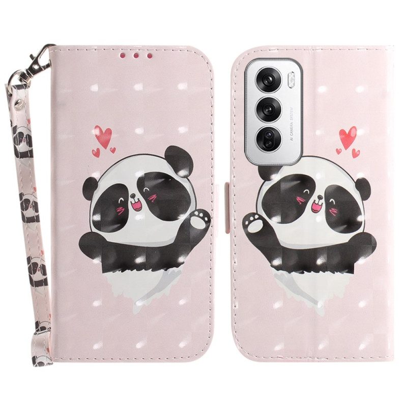 Folio-hoesje Oppo Reno 12 5g Panda Love Met Riempje