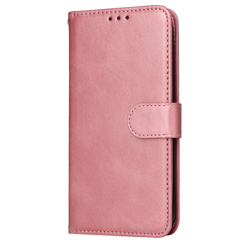 Leren Hoesje Oppo Reno 12 5g Effen Kunstleer Met Riem Bescherming Hoesje