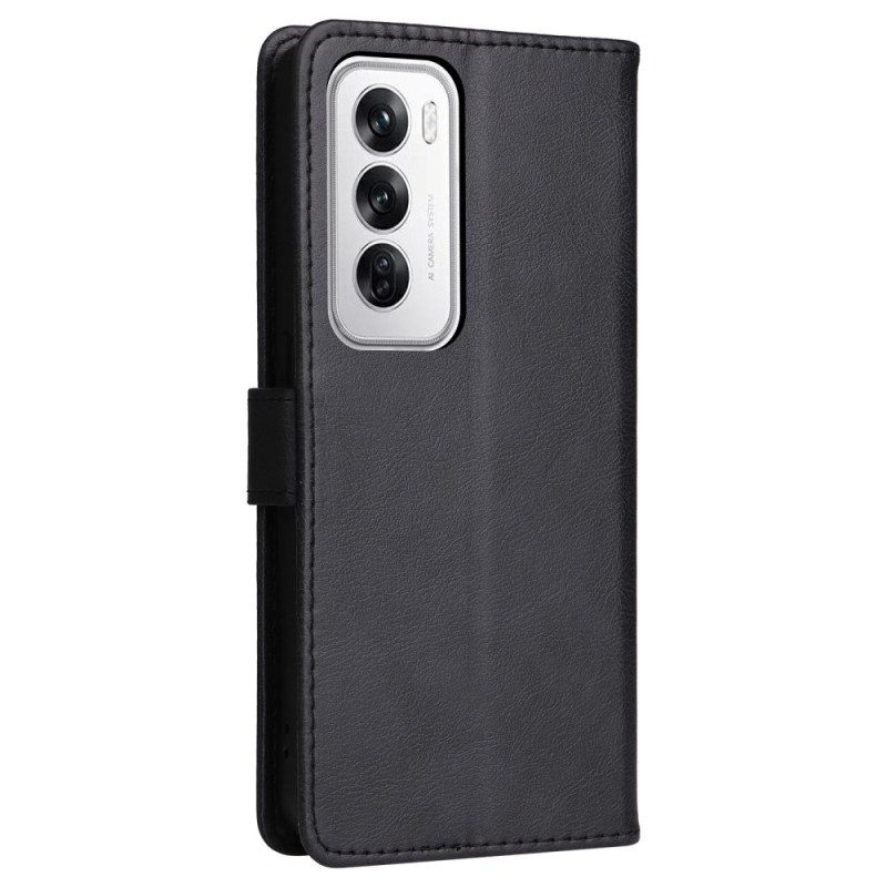 Leren Hoesje Oppo Reno 12 5g Ledereffect Met Riem Bescherming Hoesje