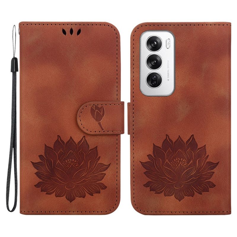 Leren Hoesje Oppo Reno 12 5g Lotusbloem Bescherming Hoesje