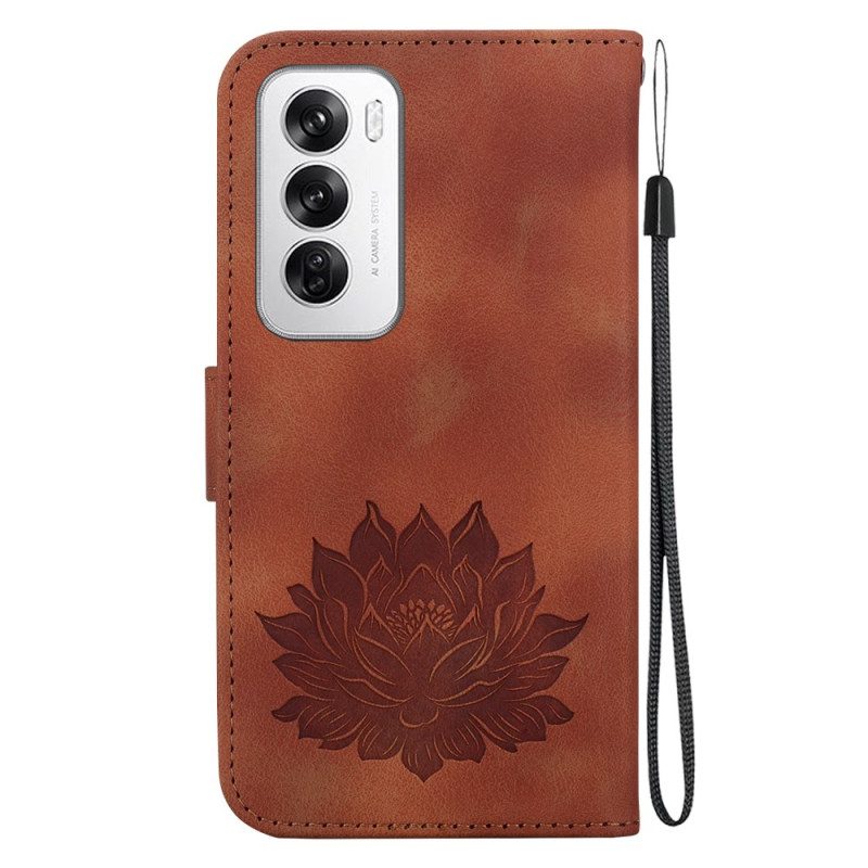 Leren Hoesje Oppo Reno 12 5g Lotusbloem Bescherming Hoesje