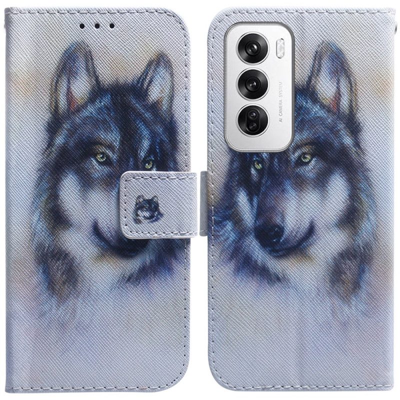 Leren Hoesje Oppo Reno 12 5g Wolf Akleur Bescherming Hoesje