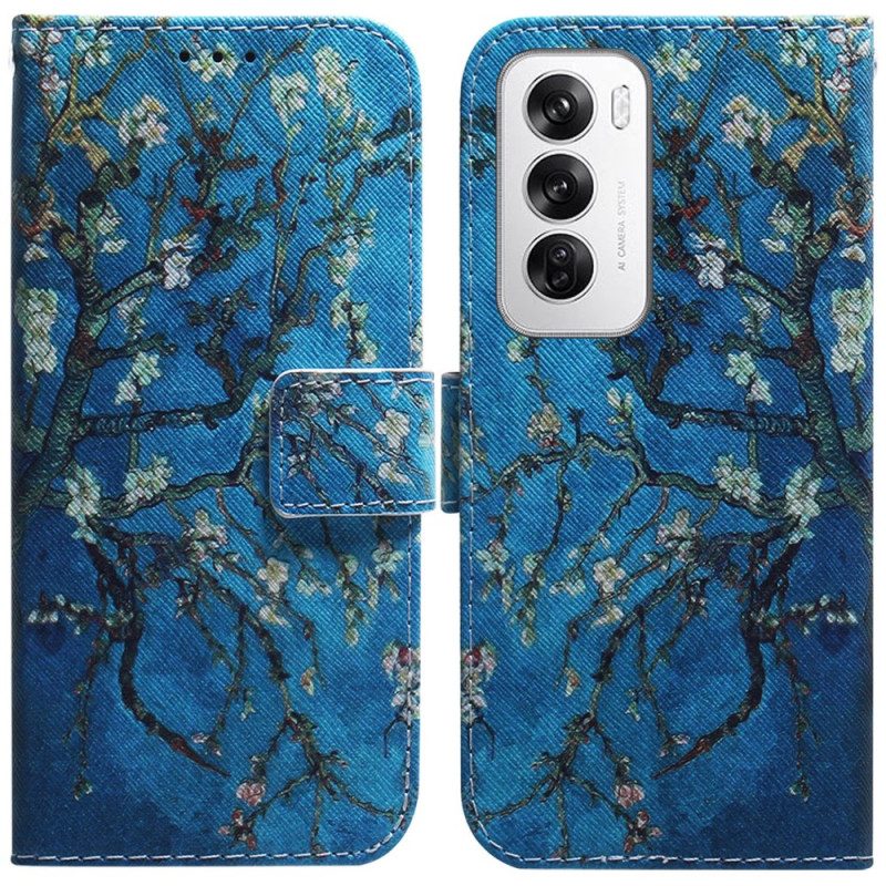 Leren Hoesje Voor Oppo Reno 12 5g Abrikozenbloemen