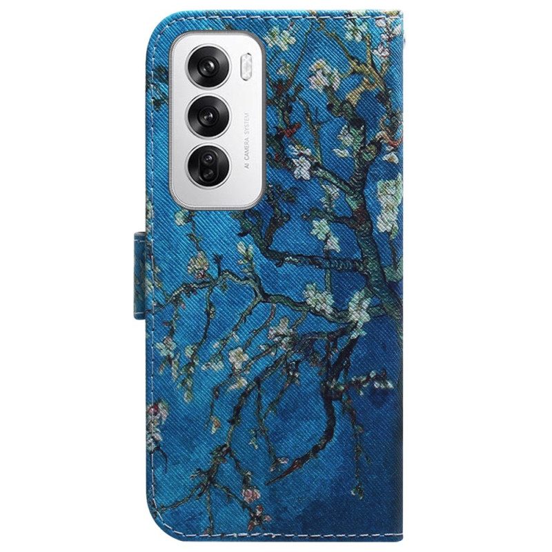 Leren Hoesje Voor Oppo Reno 12 5g Abrikozenbloemen