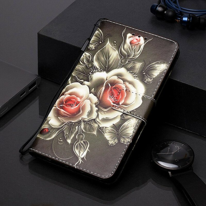 Folio-hoesje voor Samsung Galaxy A20s Gouden Rozen