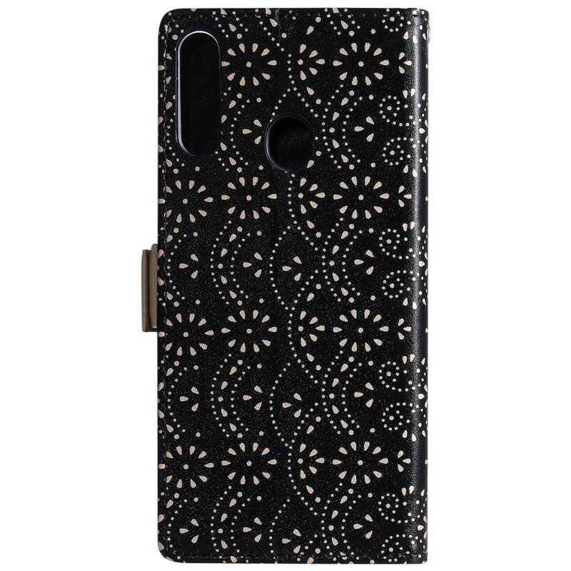 Folio-hoesje voor Samsung Galaxy A20s Met Ketting Portemonnee Met Kanten Riem