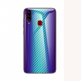 Hoesje voor Samsung Galaxy A20s Koolstofvezel Gehard Glas