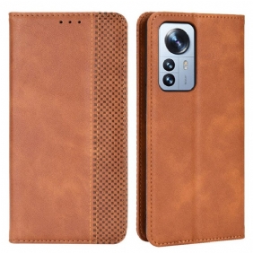 Bescherming Hoesje voor Xiaomi 12 Pro Folio-hoesje Gestileerd Vintage Leereffect