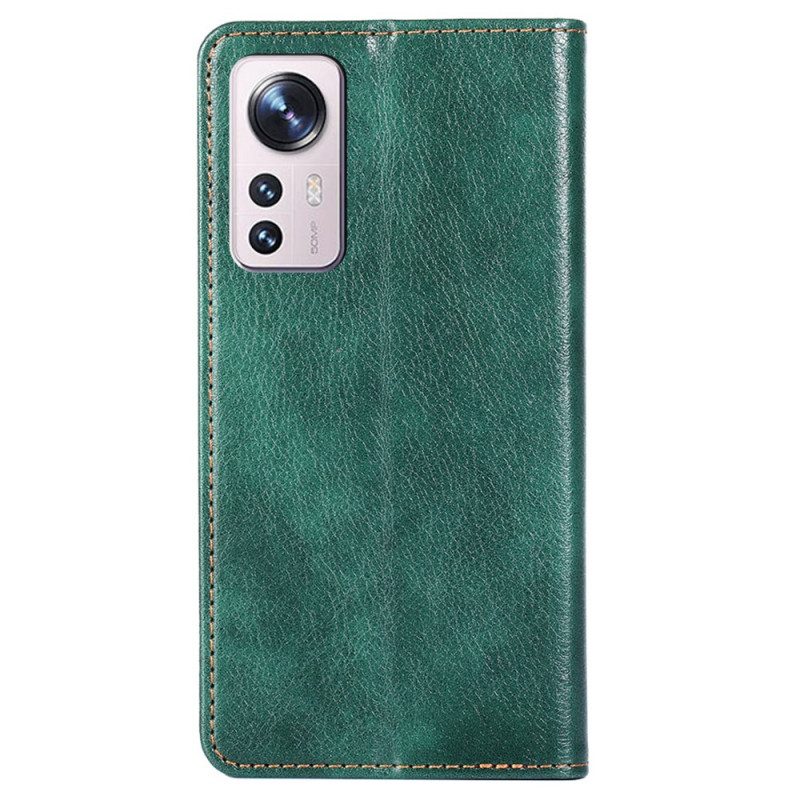 Bescherming Hoesje voor Xiaomi 12 Pro Folio-hoesje Kunstleer Stiksels