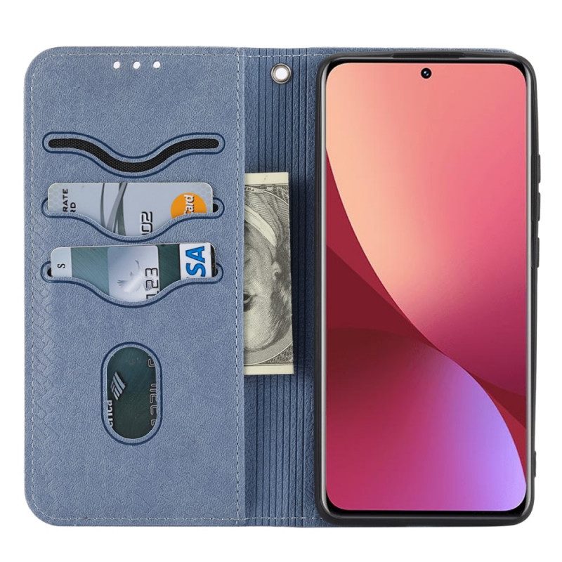 Folio-hoesje voor Xiaomi 12 Pro Met Ketting Geweven Leren Stijl Met Bandjes