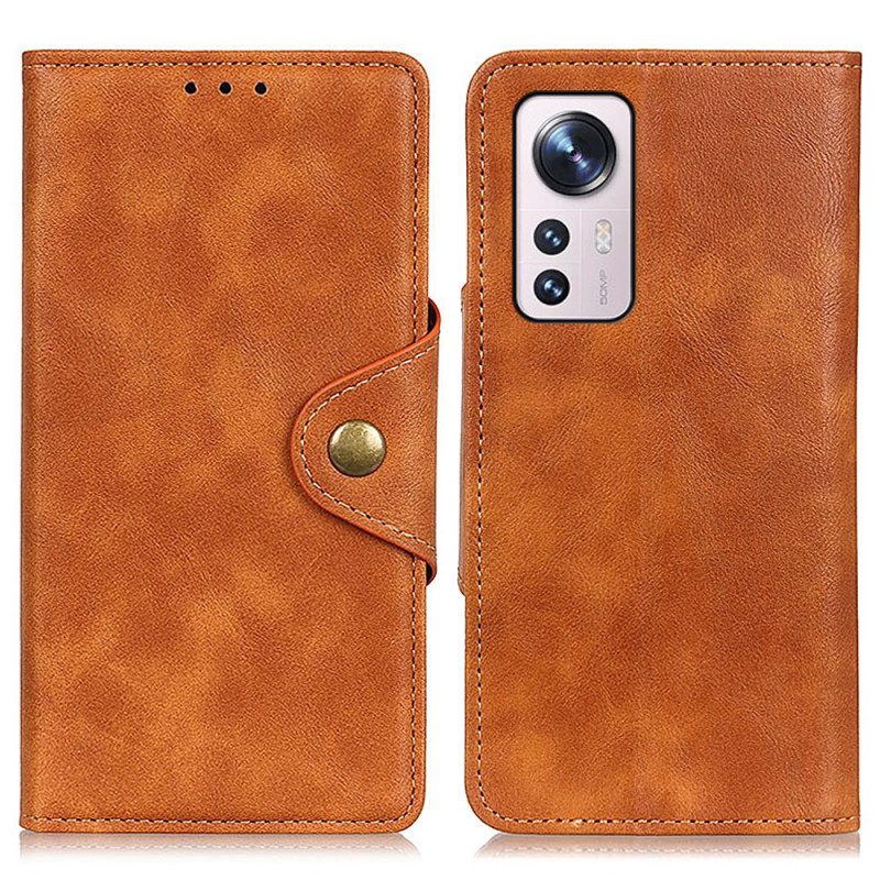 Folio-hoesje voor Xiaomi 12 Pro Vintage Kunstleer En Knop