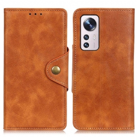 Folio-hoesje voor Xiaomi 12 Pro Vintage Kunstleer En Knop