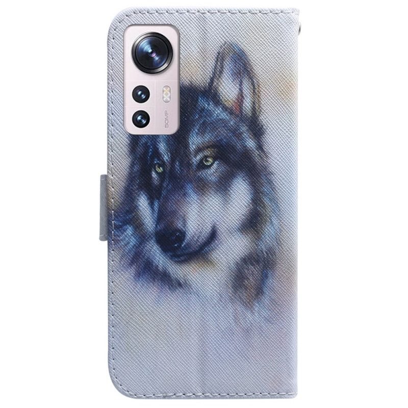 Folio-hoesje voor Xiaomi 12 Pro Wolf Schilderij