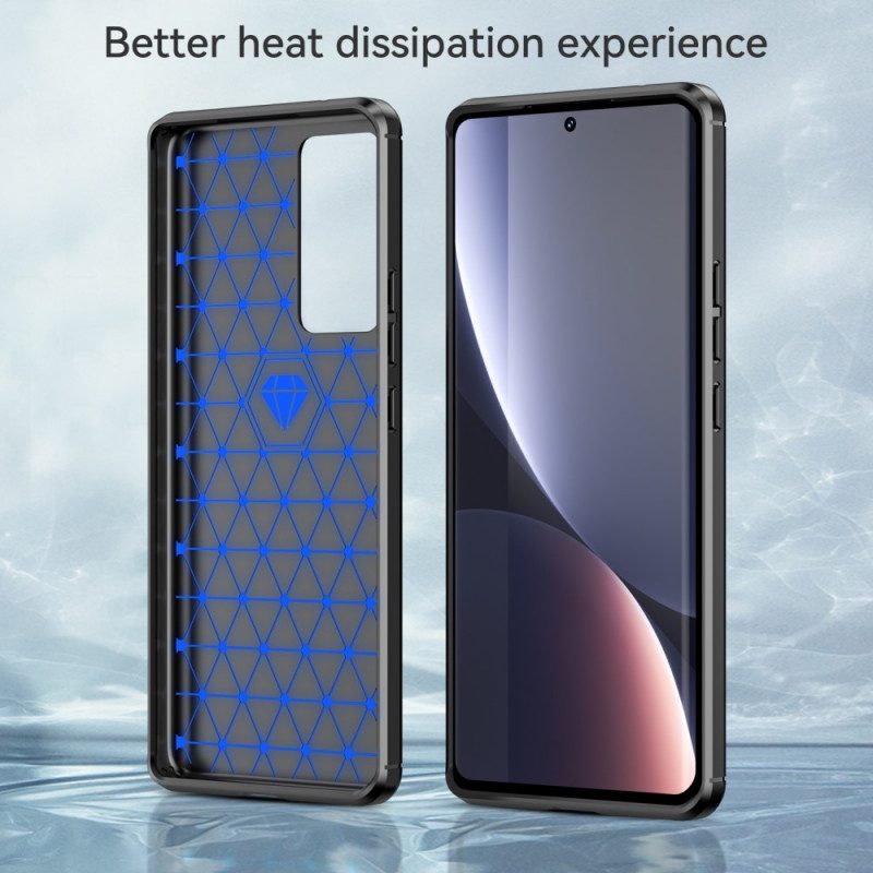 Hoesje voor Xiaomi 12 Pro Geborstelde Koolstofvezel