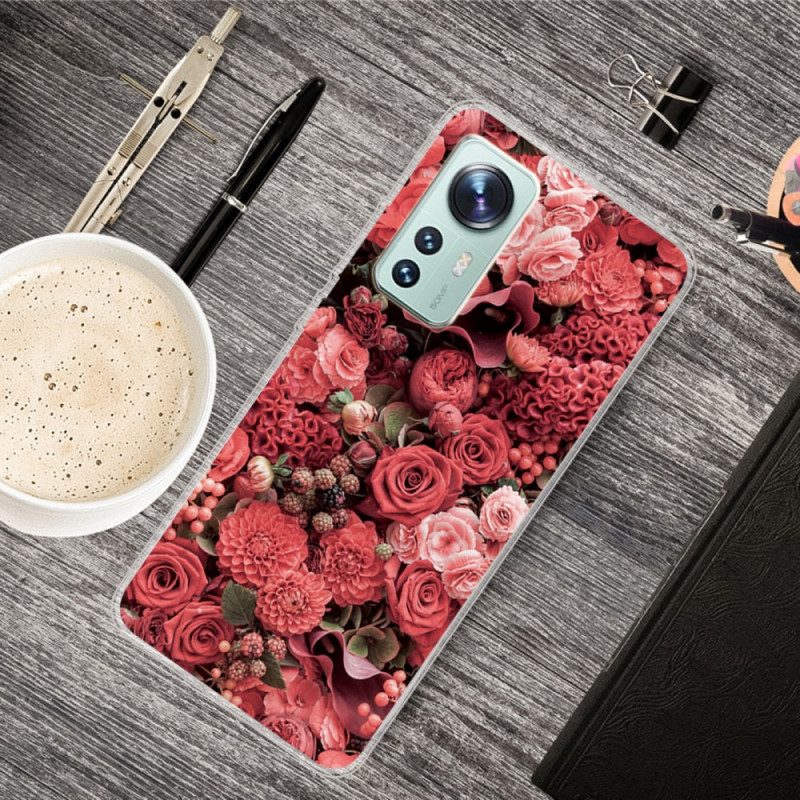 Hoesje voor Xiaomi 12 Pro Siliconen Bloemenvariatie