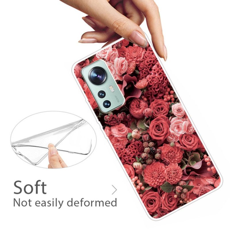 Hoesje voor Xiaomi 12 Pro Siliconen Bloemenvariatie