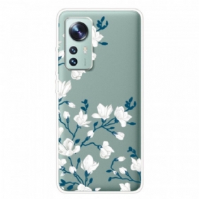 Hoesje voor Xiaomi 12 Pro Siliconen Witte Bloemen