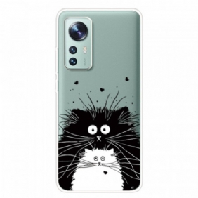 Hoesje voor Xiaomi 12 Pro Siliconen Zwart-witte Katten