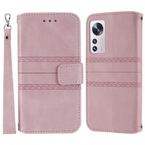 Leren Hoesje voor Xiaomi 12 Pro Met Ketting Patroon Met Bandjes