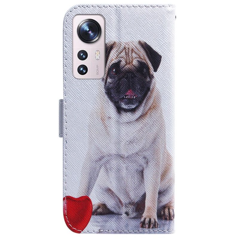 Leren Hoesje voor Xiaomi 12 Pro Mops Hond