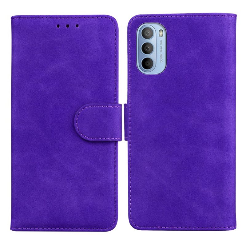 Flip Case voor Moto G41 / G31 Monochroom Leereffect