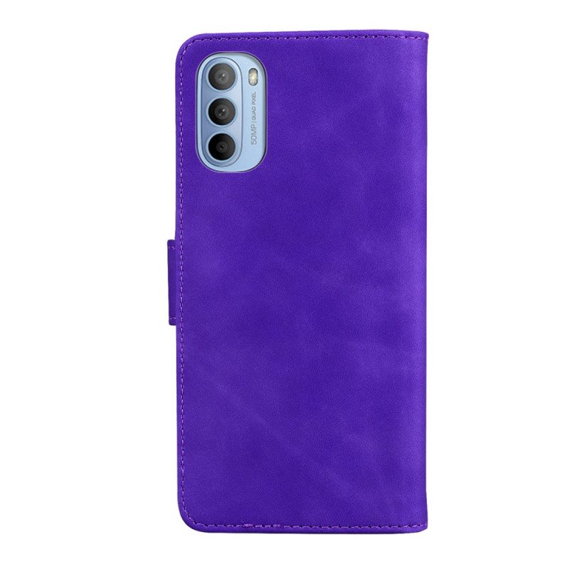 Flip Case voor Moto G41 / G31 Monochroom Leereffect