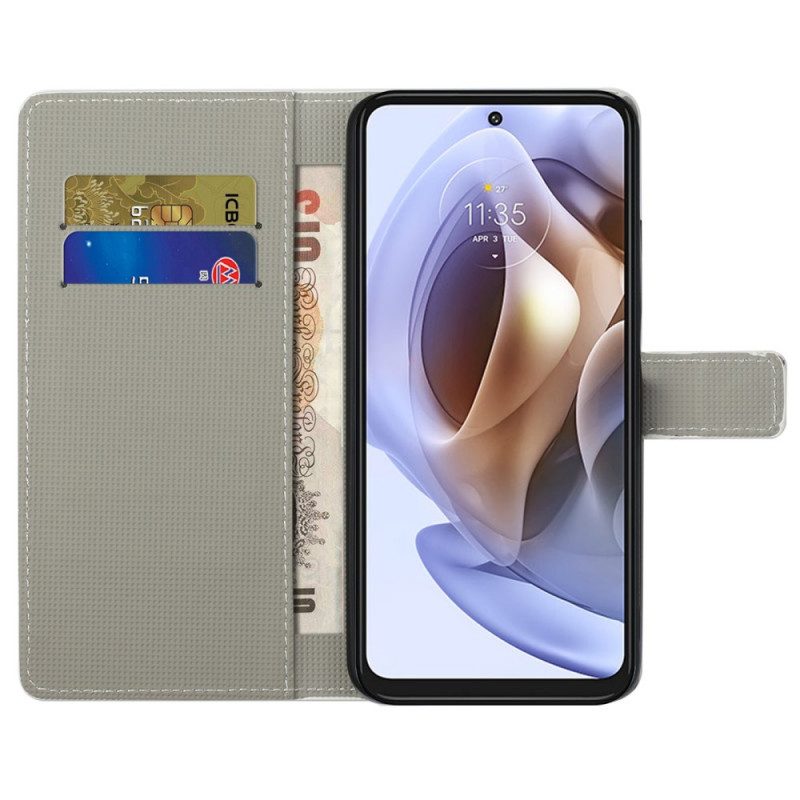 Flip Case voor Moto G41 / G31 Slapende Uil