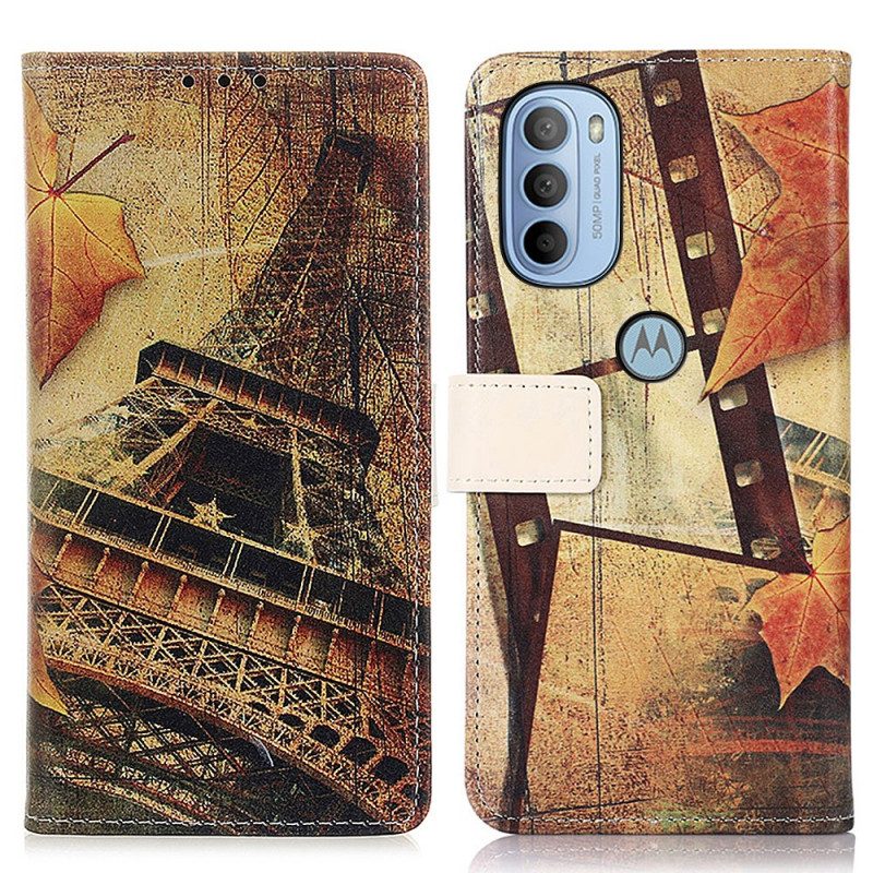 Folio-hoesje voor Moto G41 / G31 Eiffeltoren In De Herfst