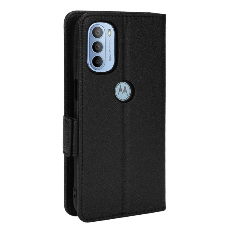 Folio-hoesje voor Moto G41 / G31 Flip Case Flap Double Litchi Nieuwe Kleuren