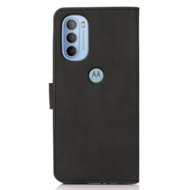 Folio-hoesje voor Moto G41 / G31 Khazneh Modieus Leereffect