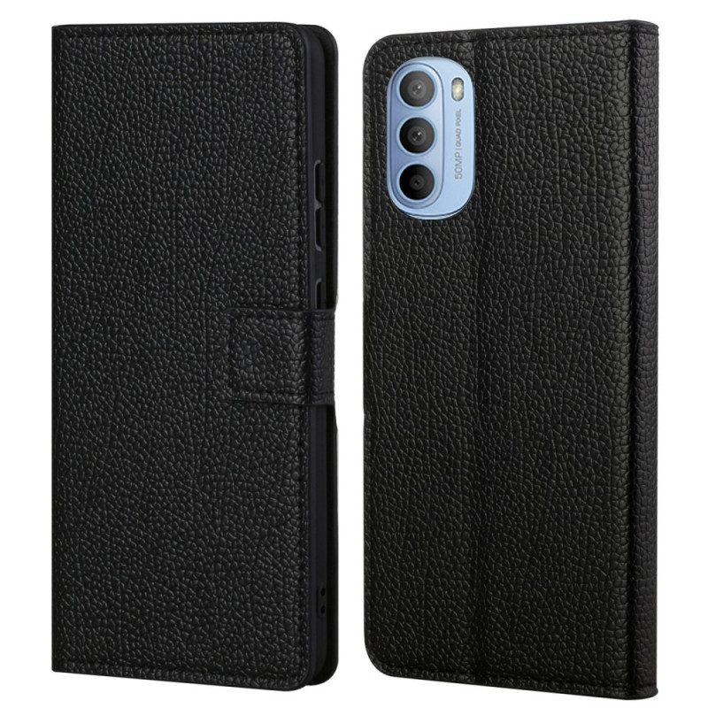 Folio-hoesje voor Moto G41 / G31 Litchi-nerf Leereffect