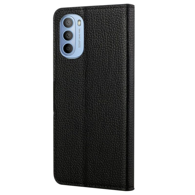 Folio-hoesje voor Moto G41 / G31 Litchi-nerf Leereffect