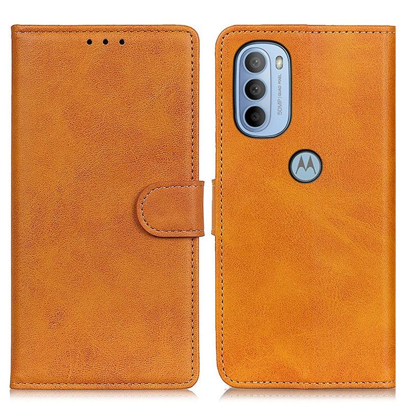 Folio-hoesje voor Moto G41 / G31 Mat Retro Leereffect