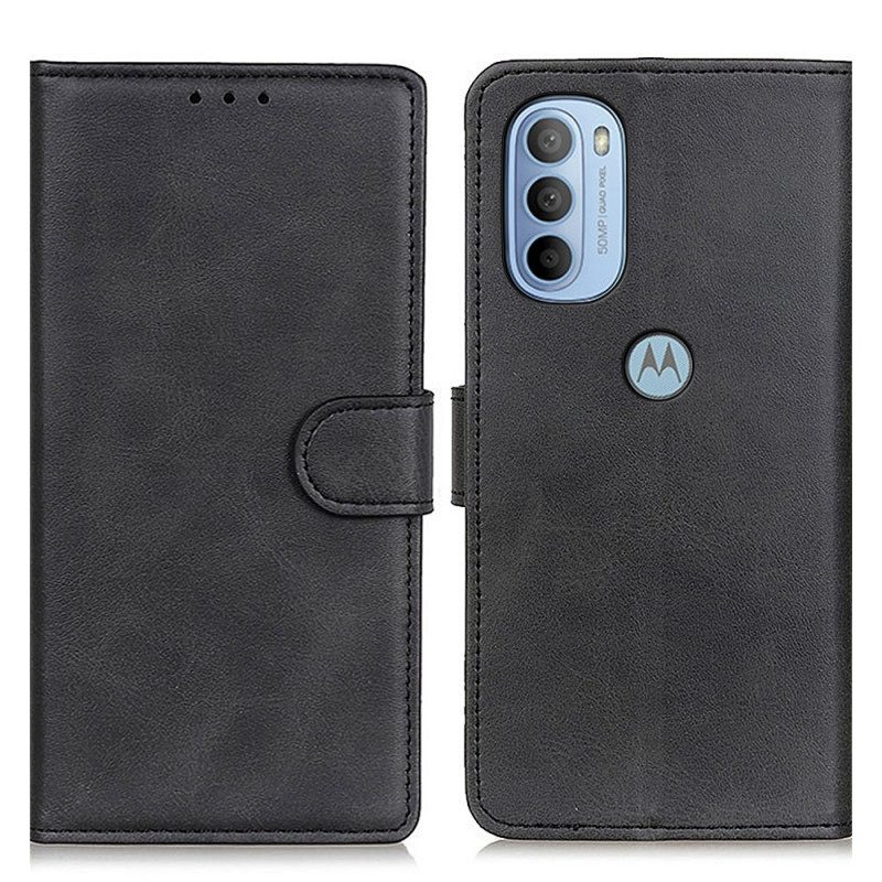 Folio-hoesje voor Moto G41 / G31 Mat Retro Leereffect