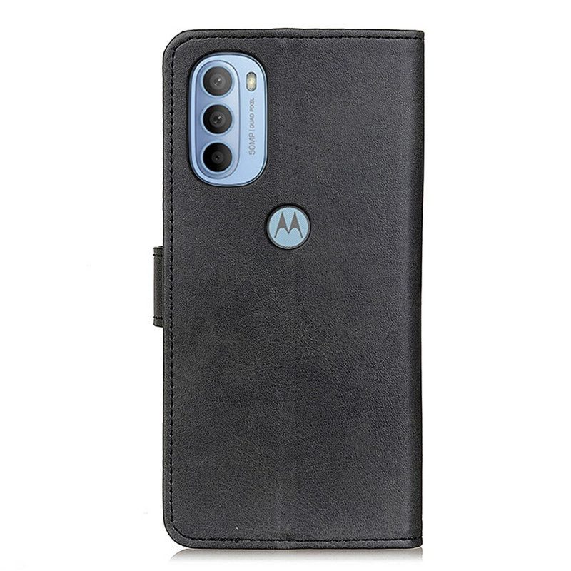 Folio-hoesje voor Moto G41 / G31 Mat Retro Leereffect