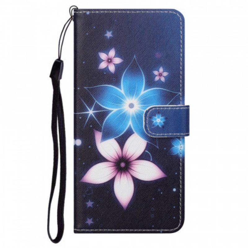 Folio-hoesje voor Moto G41 / G31 Met Ketting Maanband Bloemen