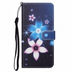 Folio-hoesje voor Moto G41 / G31 Met Ketting Maanband Bloemen