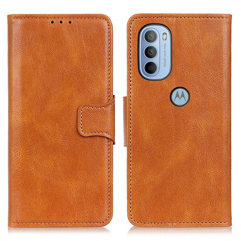 Folio-hoesje voor Moto G41 / G31 Omkeerbare Sluiting Met Leereffect