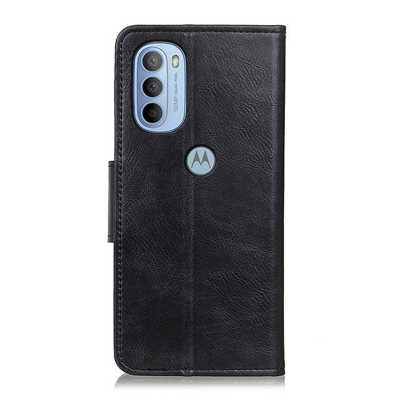 Folio-hoesje voor Moto G41 / G31 Omkeerbare Sluiting Met Leereffect