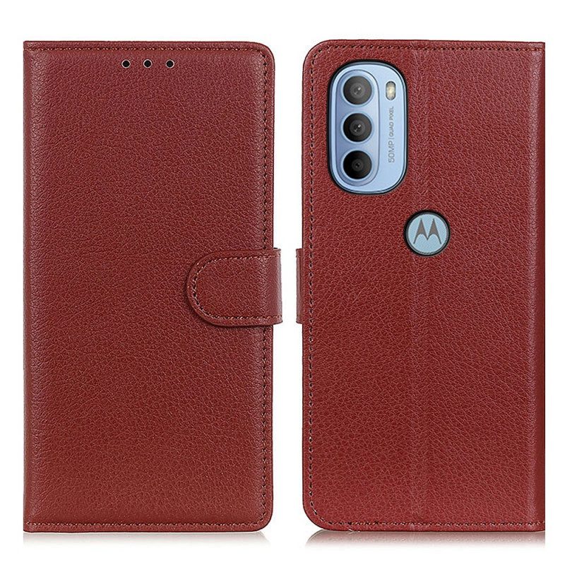 Folio-hoesje voor Moto G41 / G31 Traditioneel Lychee