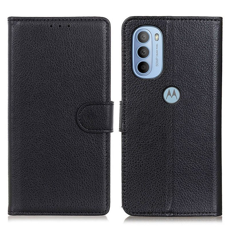 Folio-hoesje voor Moto G41 / G31 Traditioneel Lychee