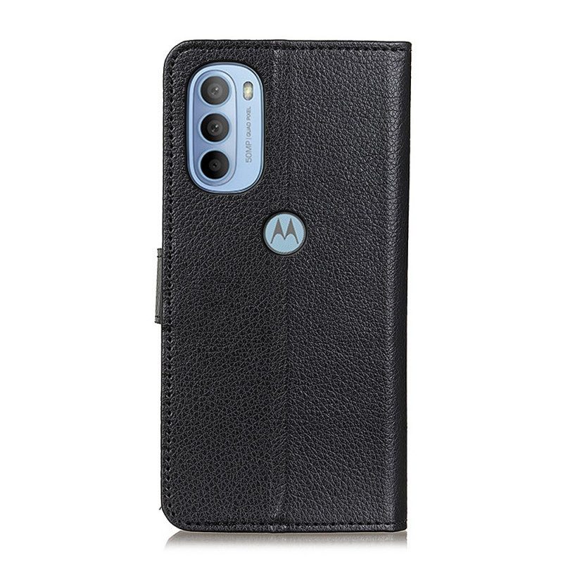 Folio-hoesje voor Moto G41 / G31 Traditioneel Lychee