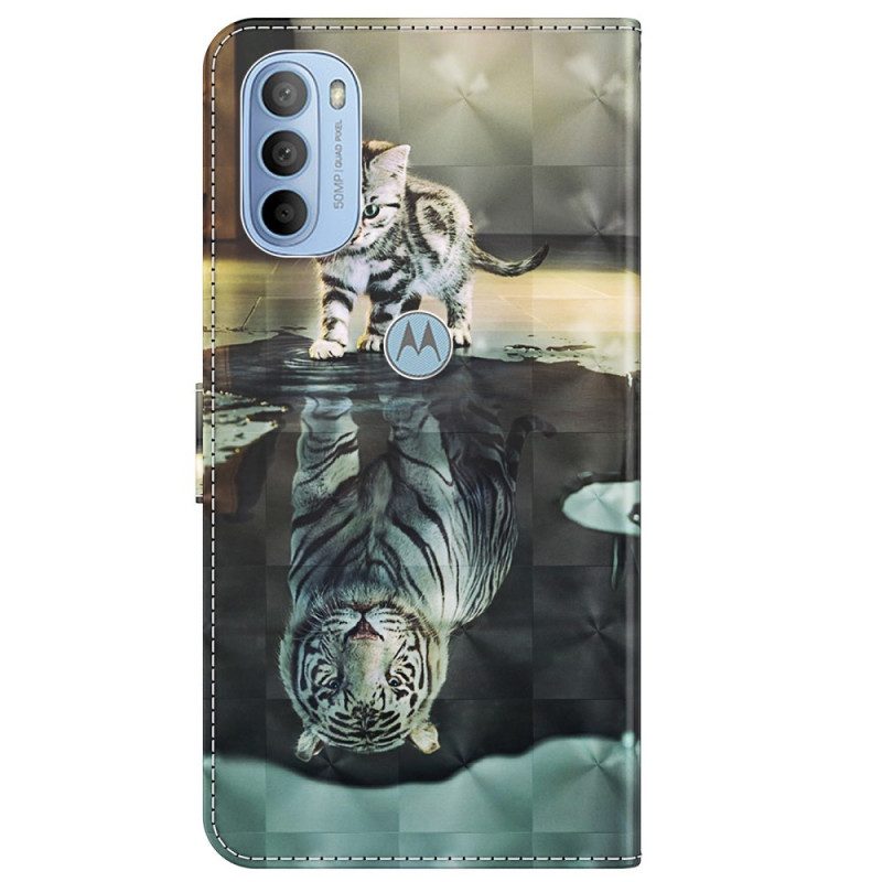 Leren Hoesje voor Moto G41 / G31 Ernest De Tijger