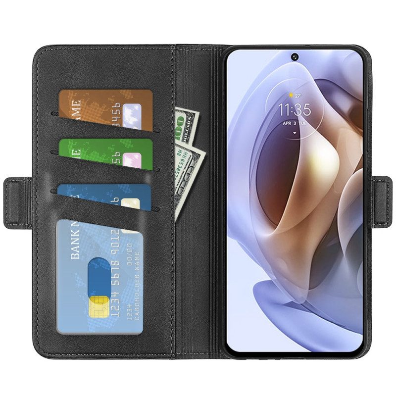 Leren Hoesje voor Moto G41 / G31 Folio-hoesje Dubbele Klep