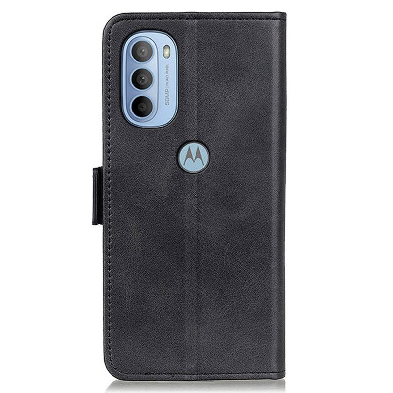 Leren Hoesje voor Moto G41 / G31 Folio-hoesje Dubbele Klep