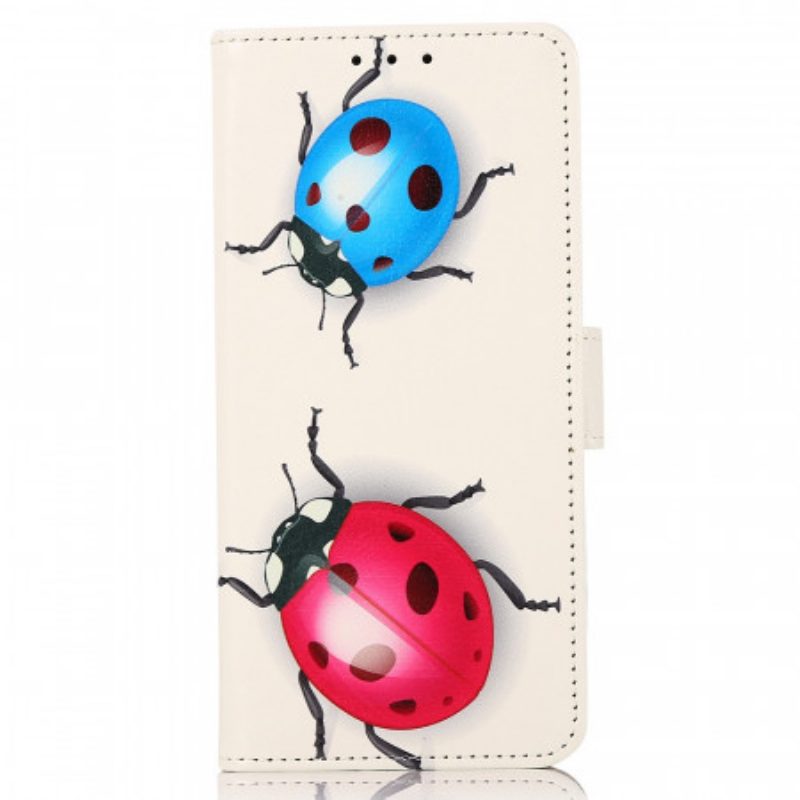 Leren Hoesje voor Moto G41 / G31 Lieveheersbeestjes