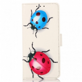 Leren Hoesje voor Moto G41 / G31 Lieveheersbeestjes